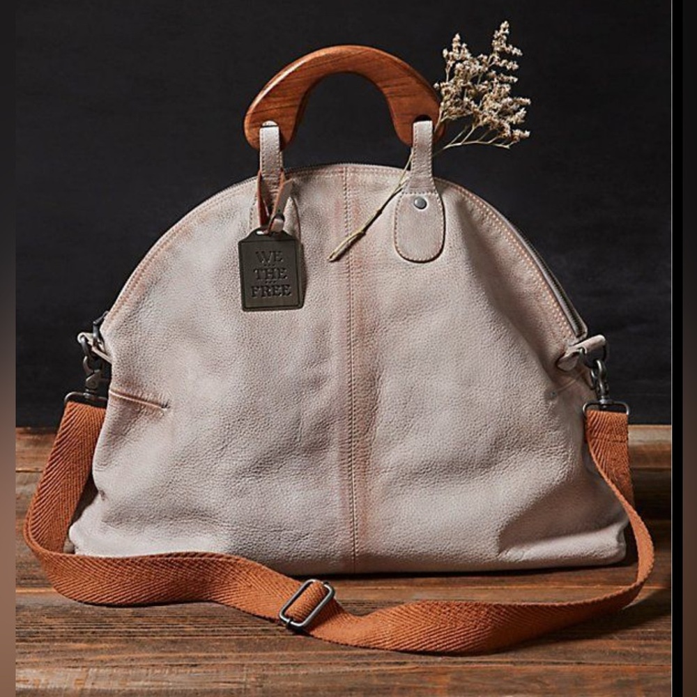 We The Free Cream Leather Women's Willow Bag Oversize